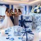 Blue And White Floral Wrapping Paper 6 Sheets 27 6 X 19 7 Inches Navy Blue Ch   