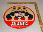 Vintage Atlantic White Flash  3 Different Men Porcelain Metal Gasoline Oil Sign 