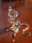 Glass Mouse Figurine  Vintage Clear Hand Blown  1970s