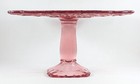 Smith Glass Co  Trellis Pink Square Cake Stand  9 5  X 9 5 