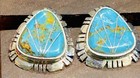 Vintage Navajo Signed Calvin Desson Sterling Silver Turquoise Stud Earrings