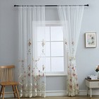 Vintage Embroidered Floral Sheer Voile Tulle Window Curtain Panel Drapes Bedroom