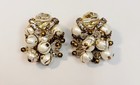 Vintage Hobe Wrap Bracelet   Earrings Crystal Beads Rhinestones White Beads