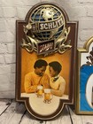 Vintage Schultz Beer Signs Lot Of 2 1977 Black Americana Beer Botttle