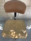 Mid Century Mcm Vintage Industrial Drafting Stool Chair Swivel Wheel Wood Ratan