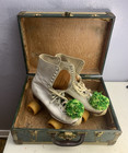 Vintage Gil Ash White High-top Roller Skates Size 7 W  Retro Pom Poms   Case Usa