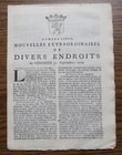 New Extraordinary Various Locations 30 Sept  1774 French Newspaper