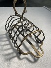 Vtg Antique  Victorian Metal Brass 6 Slice Toast Rack  Caddy Letter Holder