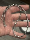 Sterling Silver Native American Sw 3mm Navajo Pearl Melon Bead Necklace  925