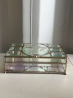Victorian Etched Glass Jewelry Box Vintage Great Condition