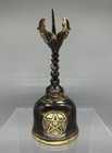 Vtg Pentacle Brass Bell Wiccan Pagan Witchcraft Altar Ritual Raven Claw Rare