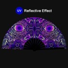 Uv Glow Rave Fan  Bamboo Folding Clack Hand Fans Foldable For Men Women