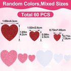 60pcs Mini Heart Foam Stickers  Glitter Heart Shaped Foam Holiday Stickers  Self