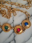 Vintage 80s Jeweled Chain Belt With Colorful Gem Carbochons 