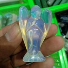 Natural Opal Quartz Crystal Carved Angel Stone Healing Reiki Guardian Talisman