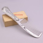 Solid 999 Fine Silver Cute Comb Peony Handle Small Portable Comb 6 22inch