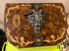 Castilian Imports Inc  No  7926  Wood Decorative Storage Box Bronze Ram   s Head