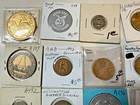 Lot Of 27 Mixed Tokens  Medals Pins Coins Good For Trade Token Medal Junk   Box