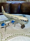 Vintage 1950s Gama Tin Pan American Strato Airplane Friction Litho Battery Works
