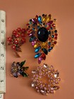 Christmas Spring All Occasion Rhinestone Flower Bouquet Brooch Lot Ca Usa  E246
