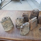 Lot 12 Hand Forge Riveted Vintage Antique Cowbells Metal Iron 4  5  6  