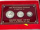 1990 Platinum China Panda 3 Coin Proof Set With Coa And Original Box Le 2500