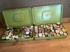 Lot Of 2 Vintage Plastic Wil-hold Wilson Green Sewing Thread Box Case Full      