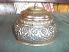 Vintage Brass metal Floral Embossed Round Shape Handcrafted Powder Box