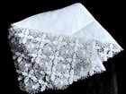 French Art Deco White Delicate Cotton Bobbin Lace Wedding Handkerchief 1920s