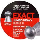 Jsb Match 250 Count Exact Jumbo Heavy Domed 5 5mm  22 Caliber Airgun Pellets