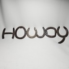 Howdy Horseshoe Western Folk Art Sign  29  Rustic Crafted Metal Cast Iron Cowboy