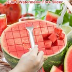 2pcs Watermelon Fork Slicer Cutter  Stainless Steel 2-in-1 Watermelon Fork