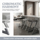 Z-shape Bar Stool For Kitchen  Backless Faux Leather And Brushed Stainless Steel