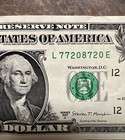 2017 A Green Ink Transfer Line Error Note  1 One Dollar Bill