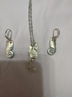 Sterling Silver Seahorse Set With Blue Larimar