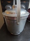 Vintage Hammered Aluminum Ice Bucket Mcm Made In Italy Stamped B-503 Retro Bar