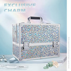 Makeup Train Case Large 6 Tray Professional Organizer Box - Cosmetic Make Up Car
