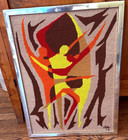 Vintage Mid Century Modern Framed Needlepoint With Ballet Dancer Figures  Zz484