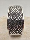 Vintage 925 Mexico Sterling Silver Wide Cuff Bracelet Mayan Greek Key Taxco 39g