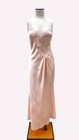 Vtg 70s Christian Dior Peignoir Set Peach pink Nightgown Robe Lace Open Back - M