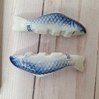 10 Vintage Porcelain Carp Fish Chopstick Rests In Original Boxes