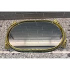 Vtg Gold Mirror Vanity Tray Oval Hollywood Regency Tassel Rope Border 13 5 X 9