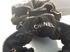 Chanel Black Velvet Logo Scrunchies     Set Of 2   Chanel Box  Beaut   Vip  gwp 