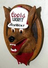 Vintage Coors Light Beer Wolf 3-d Face Bar Pub Sign Man Cave Decor
