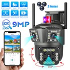 4k 9mp Hd 3 Lens Home Security Camera Outdoor Wifi Wireless 360   Ptz Cctv Ir Cam