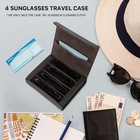 Genuine Leather Sunglasses Travel Case 4 Slot Coffee Color Vintage Eyeglasses