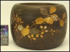 Antique Japanese Kiribako Maki-e Hibachi Traditional Wooden Brazier
