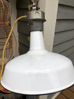 Vintage Porcelain Industrial Barn Gas Station Pendant Light Silv-a-king