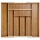 Expandable Bamboo Kitchen Drawer Organizer Silverware  Tray  Kitchen