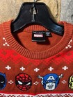 Marvel Youth Medium Christmas Comic Sweater Orange Knit